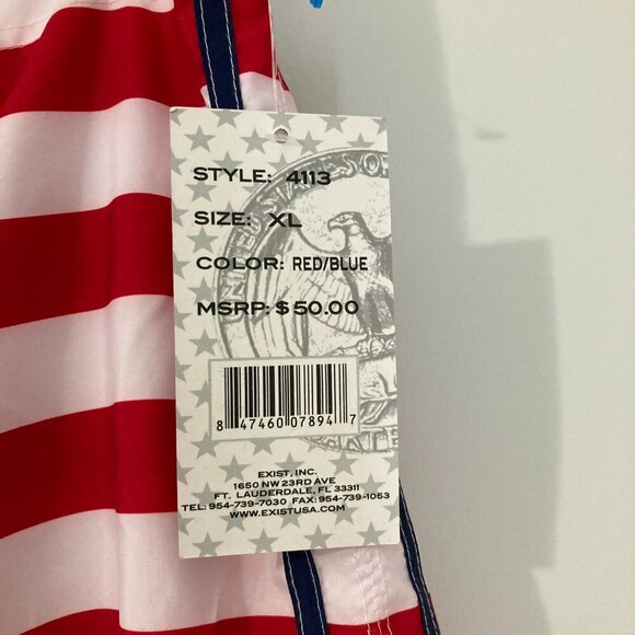 EXIST Patriotic American Flag Swim Trunks/Board Shorts Mesh Lined Men XL July - Picture 7 of 13